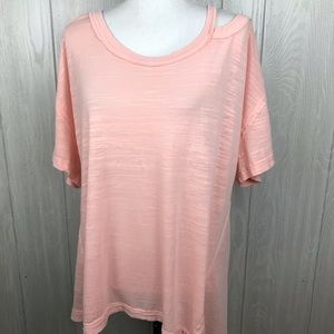 We The Free Single Cold Shoulder T-Shirt Short Sleeve Scoop Neck Burnout